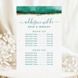 Menu Emerald Green E Dourado Preço Do Serviço De Aquare