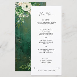 Menu Emerald Green Romantic Floral Wedding