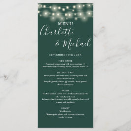Menu Emerald Green String Lights Signature WedMenu