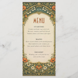 Menu Enchanted Forest Vintage Art Nouveau Wedding