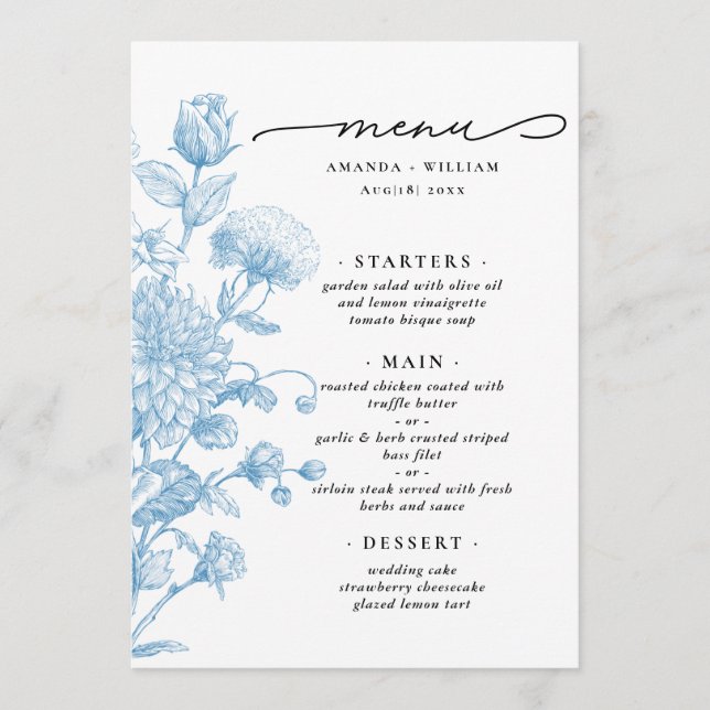 Menu Esboço Floral (Frente)