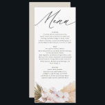 Menu Escrita botânica boêmica moderna da erva Pampas<br><div class="desc">Pampas, moderno menu de casamento da escritura botânica boêmica. Um na moda elegante campo de casamento rústico moderno com folhagem de aquarela, design floral. Parte de uma coleção maravilhosa.</div>