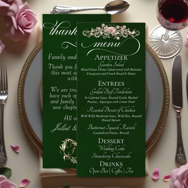 Menu Esmeralda - Rosas, Coração & Obrigado (Criador carregado)