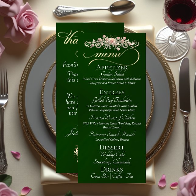 Menu Esmeralda - Rosas, Coração & Obrigado (Criador carregado)