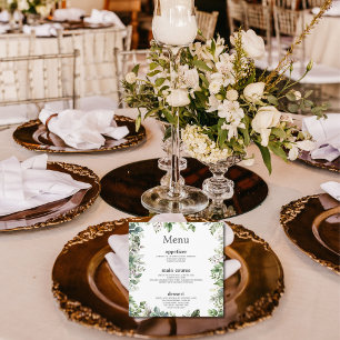 Menu Esquadra de Casamento de Folhas de Água Elegante