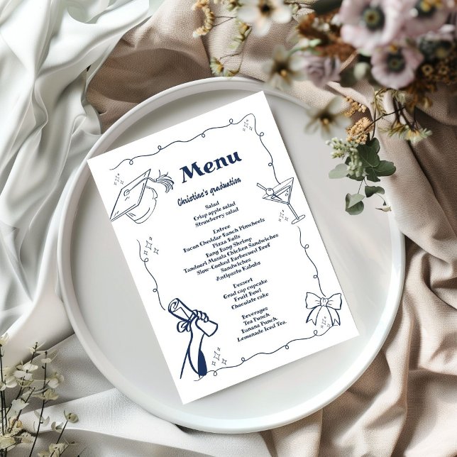 Menu Estilo de doodles brancos Graduação de mão desenha (Criador carregado)