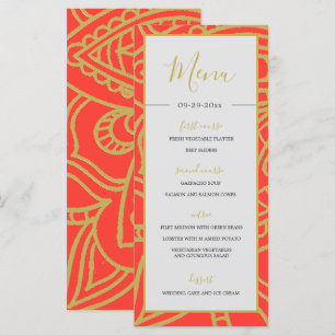 Menu Estilo Indiano Cor Dourada Laranja Casamento Chic