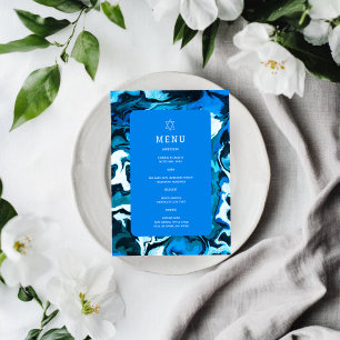 Menu Estrela Azul de Davi em Mármore Personalizado Bar 