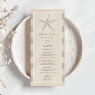 Menu Estrela-do-Mar Bege Neutra Jantar de Casamento na 