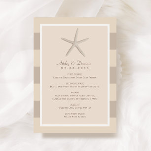 Menu Estrela-do-Mar Bege Neutro Jantar de Casamento na