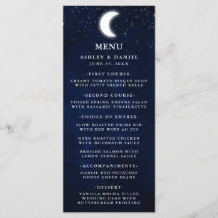 Menu Estrelas Celestiais da Lua de Watercolor
