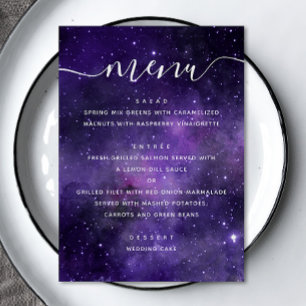 Menu Estrelas do Universo. Casamento de guião noturno r