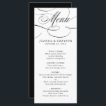 Menu Eterno de caligrafia moderna casamento branco pret<br><div class="desc">Um cardápio de casamento eterno e elegante com um roteiro de caligrafia refinado em um passado clássico,  perfeito para uma celebração formal e sofisticada de casamento. Para personalização ou outros produtos com este design,  por favor,  sinta-se à vontade para entrar em contato comigo.</div>
