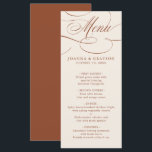 Menu Eterno de Caligrafia Moderna Terracotta Wedding<br><div class="desc">Um tema de sobremesa de teracotta eterno e um menu de casamento elegante com um roteiro de caligrafia refinado em um passado clássico,  perfeito para uma celebração formal e sofisticada de casamento. Para personalização ou outros produtos com este design,  por favor,  sinta-se à vontade para entrar em contato comigo.</div>