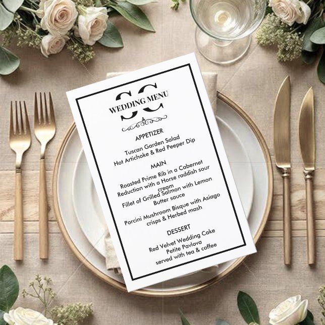 Menu eterno de Casamento Preto e Branco (Criador carregado)