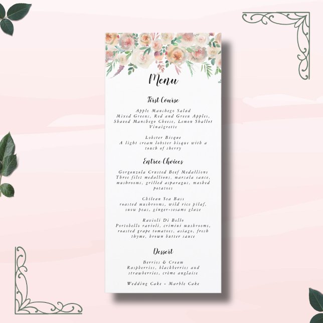 Menu Eterno Romance Floral Wreath Wedding (Criador carregado)