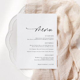 Menu Etiqueta de Nome com Letra à Mão Minimalista Moder