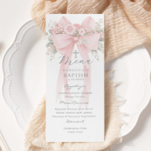 Menu Eucalipto Laço Rosa Batismo Elegante