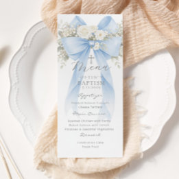Menu Eucalyptus Blue Bow Elegant Baptism