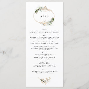 Menu Eucalyptus Elegante Greenery Moss Botânico Dourad