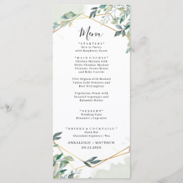 Menu Eucalyptus Greenery Chá de casamento Geométrico