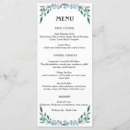 Menu Eucalyptus Greenery Frame Verde Azul Preto