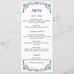 Menu Eucalyptus Greenery Frame Verde Azul Preto