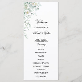 Menu Eucalyptus Greenery Leaves Program Card