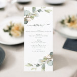 Menu Eucalyptus Greenery Suculente Moderno Elegante<br><div class="desc">Eucalyptus Greenery Succulent Botanical Watercolor,  Spring Wedding Reception Lunch,  Janto,  Brunch Menu sobre fundo branco - inclui uma bela e elegante tipografia de script com folhas botânicas modernas e verde para a celebração especial do dia do casamento.</div>