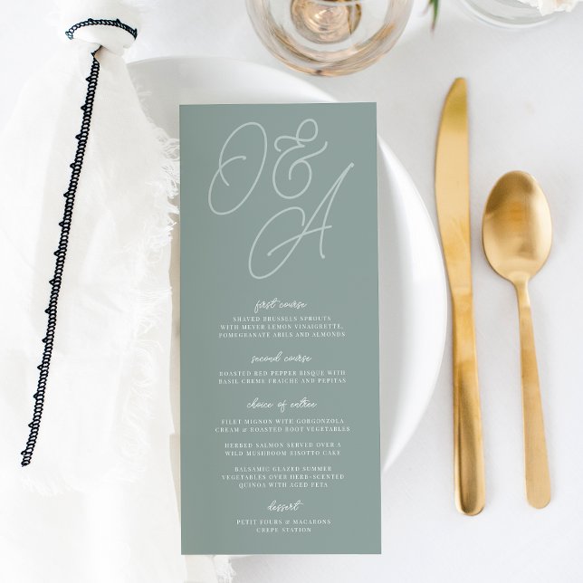 Menu Eucalyptus | Script Watermark Monograma Wedding (Criador carregado)