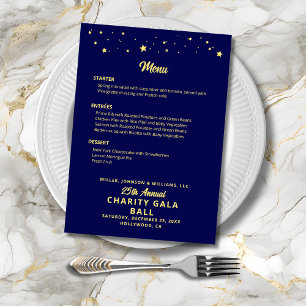 Menu Evento da Empresa Charity Gala Ball Azul Dourado E