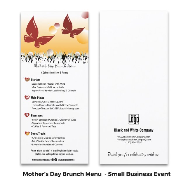 Menu Evento de Primavera de Negócios Brunch do Dia das  (Business Spring Event Mother's Day Brunch Menu)