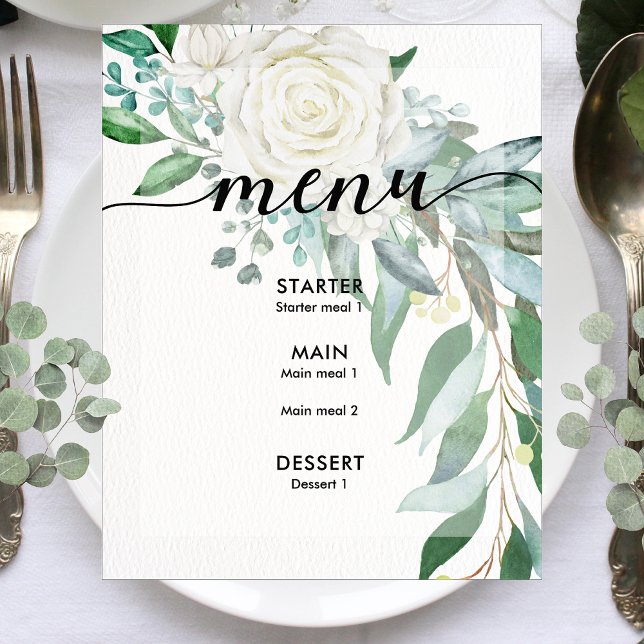 Menu Evento Personalizado de Casamento Rosa Branca (Criador carregado)