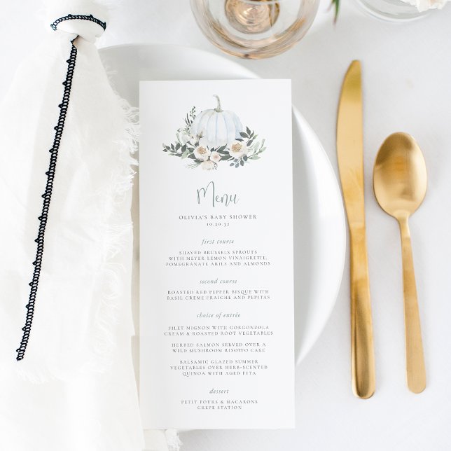 Menu Evento Verde da Abóbora de outono Branco (Criador carregado)