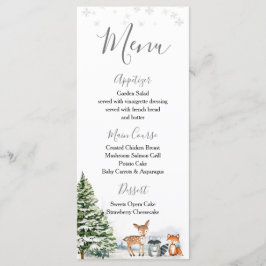 Menu Evergreen Animal Winter Onederland Birthday