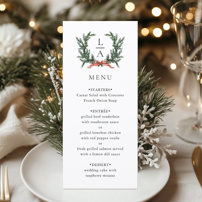 Menu Evergreen Garland Wreath Wedding (Criador carregado)