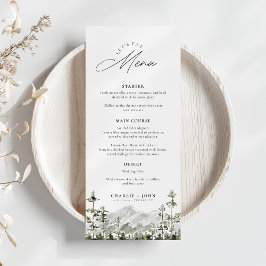 Menu Evergreen Rustic Mountain Forest Boho