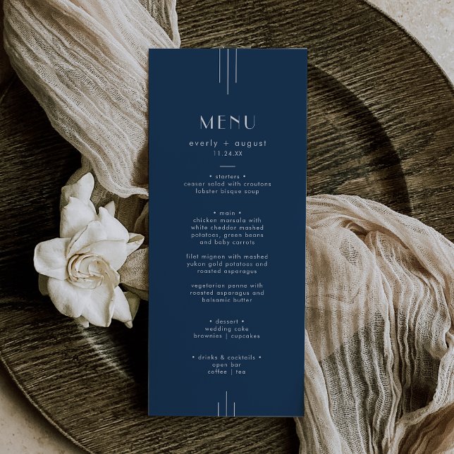 Menu EVERLY Classic Modern Art Deco Navy Blue Wedding (EVERLY Classic Modern Art Deco Navy Blue Wedding Menu)