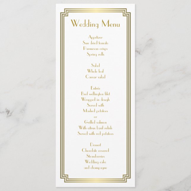 Menu Excelente Personalizado Gatsby Art Deco White Wedi (Frente)