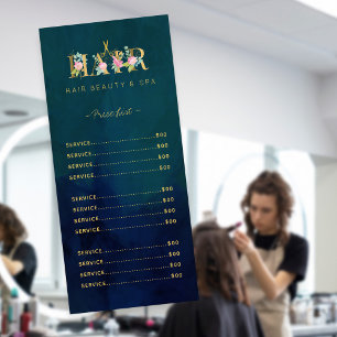 Menu exclusivo do serviço ouro para cabelos de lux