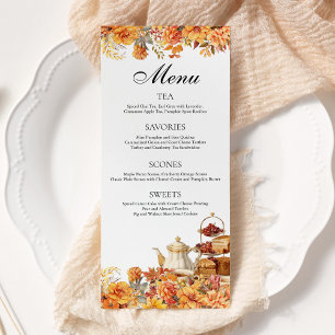 Menu Fall Floral Autumn Tarde