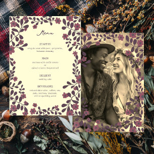Menu Fall Floral Frame Sweet Boho Casual PHOTO Weding