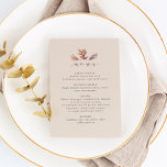 Menu Fall Folha outono recepção de casamento<br><div class="desc">Projetado para coordenar com a coleção de casamentos de folhas de Design de Lea Delaveris no outono, este menu de recepção de casamento apresenta um elegante roteiro moderno "significu" junto com três lindas folhas de queda do estilo aquarela. O texto é personalizável, permitindo que você liste todas as ofertas de...</div>