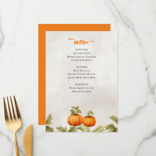 Menu Fall Orange Pumpkin Patch Birthday