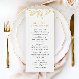 Menu Falso Ouro Botânico Elegante Casamento