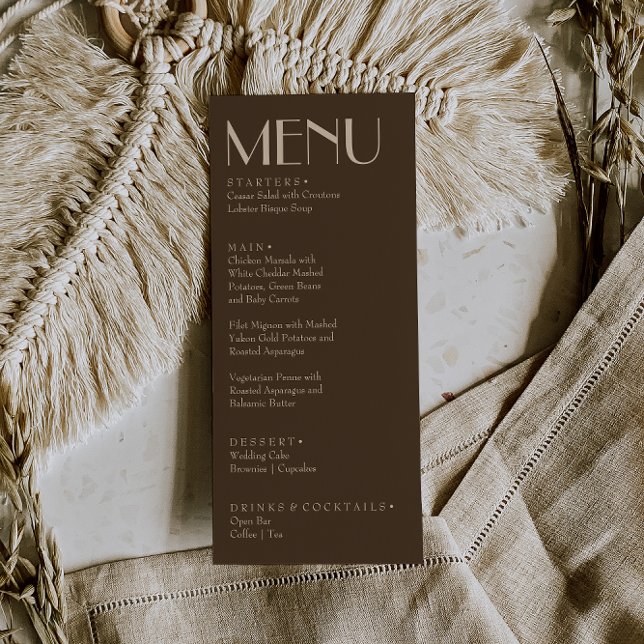 Menu Fancy Earthy Brown Old Money Retro Luxury Wedding (Criador carregado)