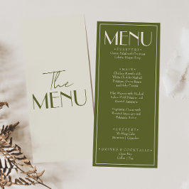 Menu Fancy Olive  Green Old Money Retro Luxury Wedding