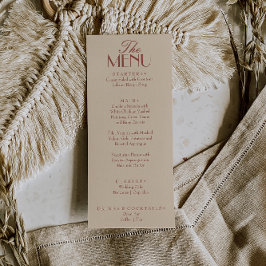Menu Fancy Terracotta Boho Old Money Luxury Wedding
