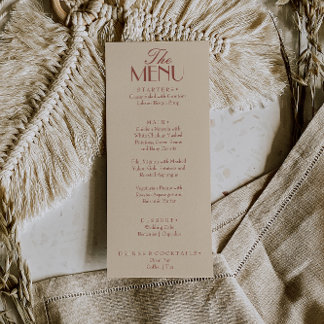 Menu Fancy Terracotta Boho Old Money Luxury Wedding