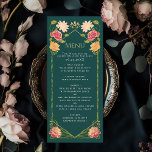 Menu Fantasy Encantado Casamento Floral Garden<br><div class="desc">Elegante,  caprichosa,  Fantasia Encantada design de casamento do Jardim Floral perfeito para uma celebração encantada de temas florestais. Este design apresenta elementos florais em um quadro de folhas verdes e sotaques dourados. Correspondência de itens no nosso compro para um tema de festa completo.</div>